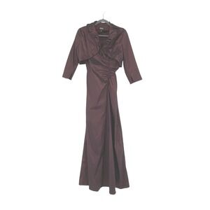 Vintage Adrianna Papell Occasions Burgundy Ruched Gown with Bolero Set Size 8